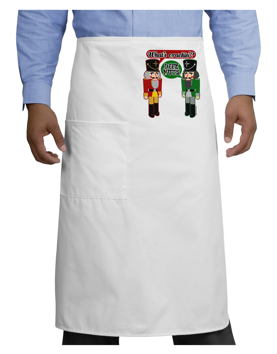 Whats Crackin - Deez Nuts Adult Bistro Apron by-Bistro Apron-TooLoud-White-One-Size-Adult-Davson Sales