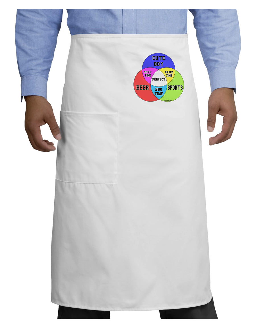 Beer Boy and Sports Diagram Adult Bistro Apron-Bistro Apron-TooLoud-White-One-Size-Adult-Davson Sales