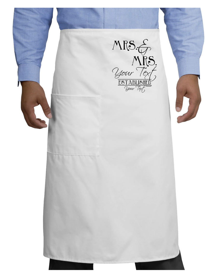 Personalized Mrs and Mrs Lesbian Wedding - Name- Established -Date- Design Adult Bistro Apron-Bistro Apron-TooLoud-White-One-Size-Adult-Davson Sales