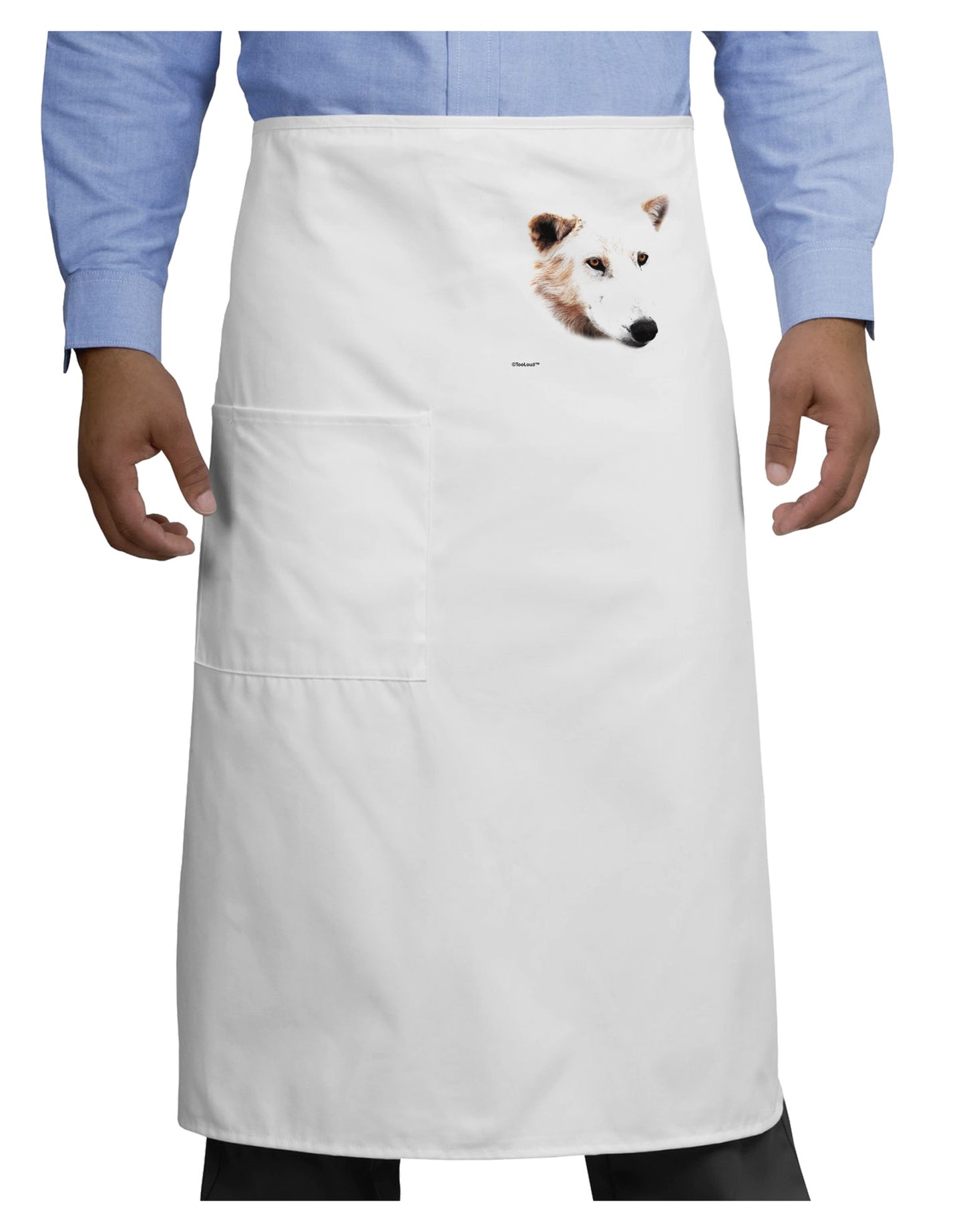 White Wolf Head Cutout Adult Bistro Apron-Bistro Apron-TooLoud-White-One-Size-Adult-Davson Sales