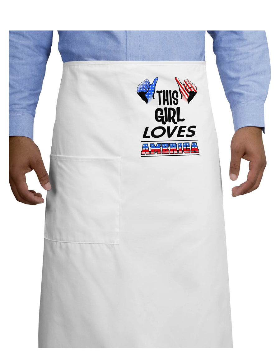 This Girl Loves America Adult Bistro Apron-Bistro Apron-TooLoud-White-One-Size-Adult-Davson Sales