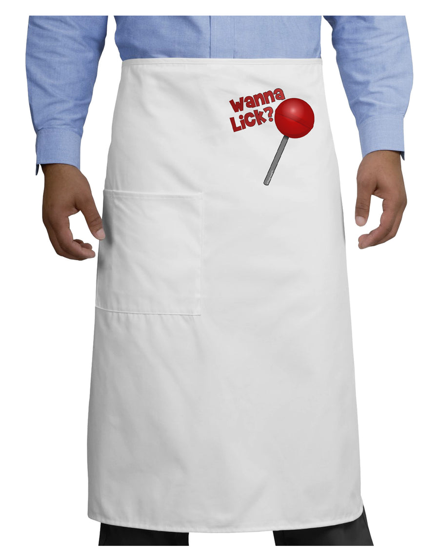 TooLoud Wanna Lick Lollipop Adult Bistro Apron-Bistro Apron-TooLoud-White-One-Size-Adult-Davson Sales