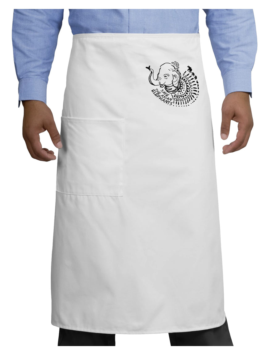 TooLoud Save the Asian Elephants Adult Bistro Apron-Bistro Apron-TooLoud-White-One-Size-Adult-Davson Sales