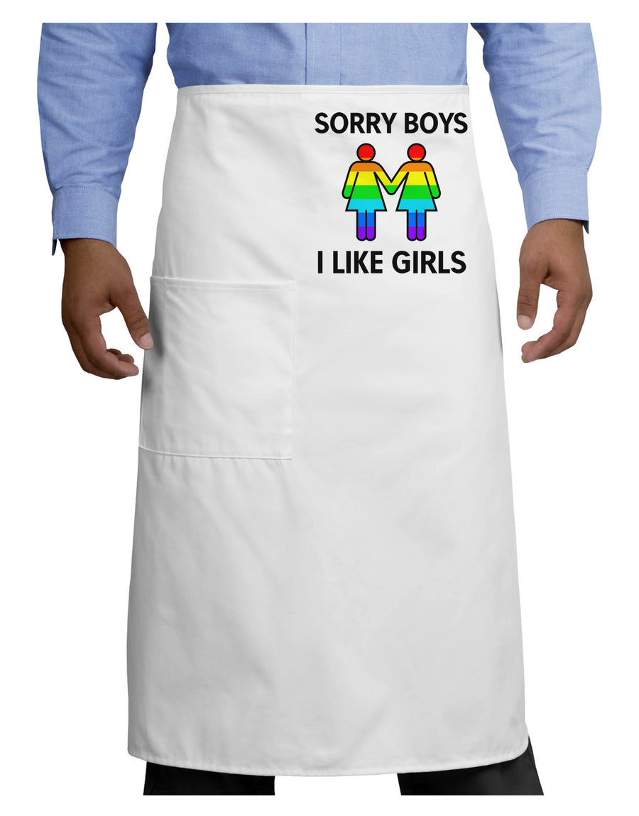 Sorry Boys I Like Girls Lesbian Rainbow Adult Bistro Apron-Bistro Apron-TooLoud-White-One-Size-Adult-Davson Sales