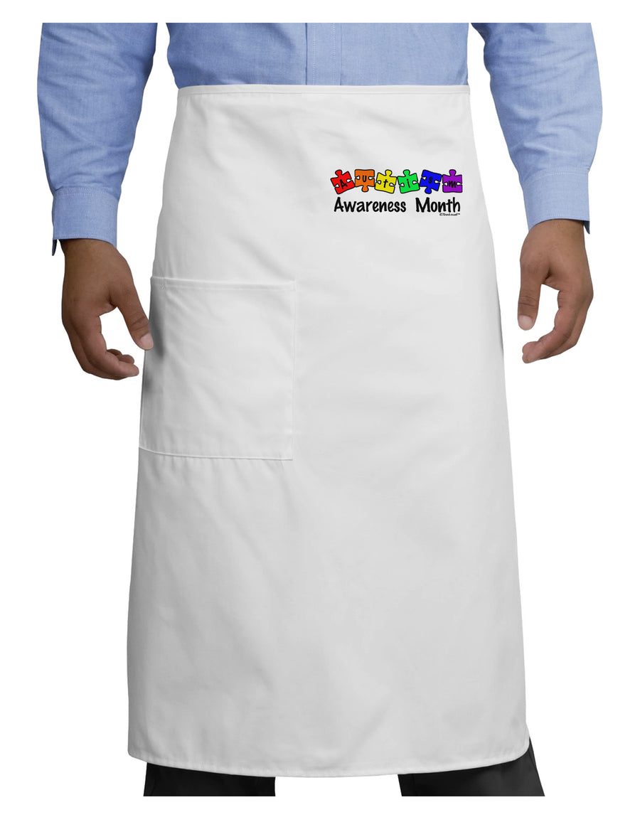 Autism Awareness Month - Colorful Puzzle Pieces Adult Bistro Apron by TooLoud-Bistro Apron-TooLoud-White-One-Size-Adult-Davson Sales