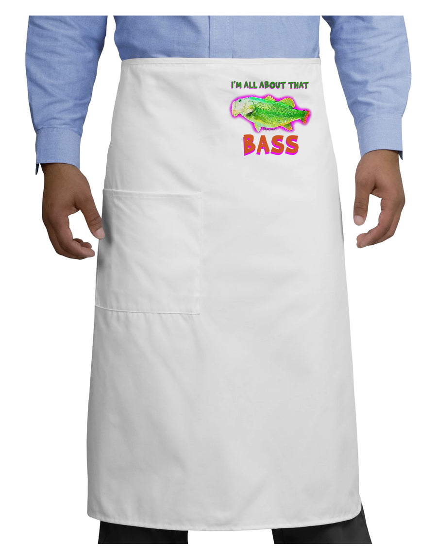 All About That Bass Fish Watercolor Adult Bistro Apron-Bistro Apron-TooLoud-White-One-Size-Adult-Davson Sales