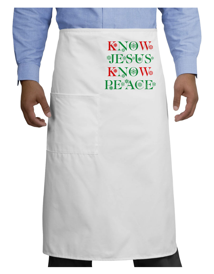 Know Jesus Know Peace Christmas Adult Bistro Apron-Bistro Apron-TooLoud-White-One-Size-Adult-Davson Sales