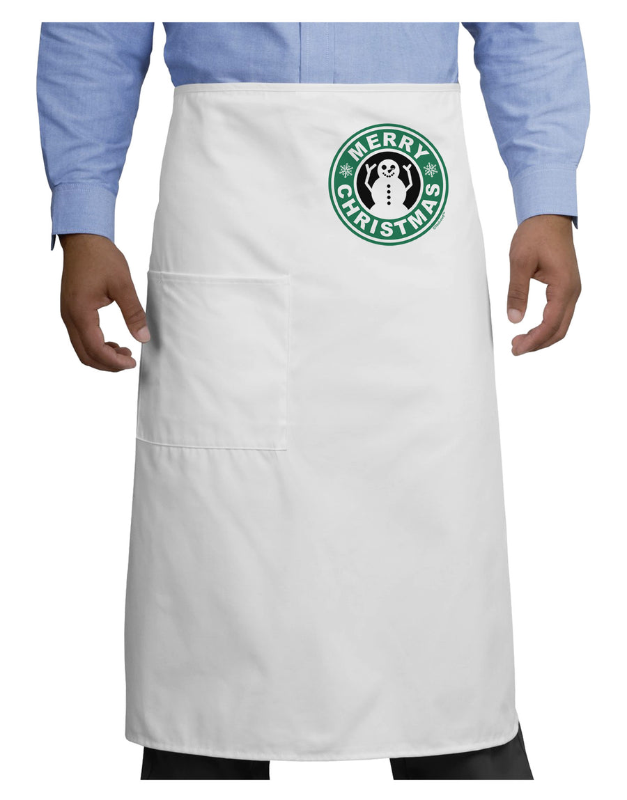 Merry Christmas Latte Logo Adult Bistro Apron-Bistro Apron-TooLoud-White-One-Size-Adult-Davson Sales