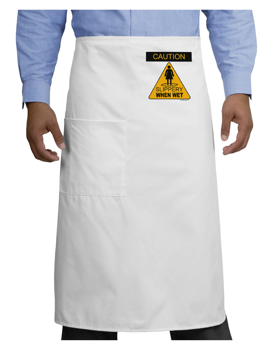 Slippery When Wet Adult Bistro Apron-Bistro Apron-TooLoud-White-One-Size-Adult-Davson Sales