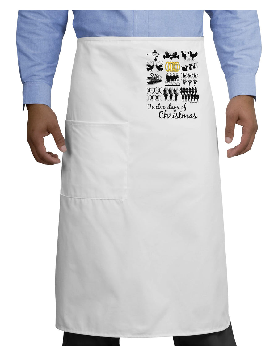 12 Days of Christmas Text Color Adult Bistro Apron-Bistro Apron-TooLoud-White-One-Size-Adult-Davson Sales