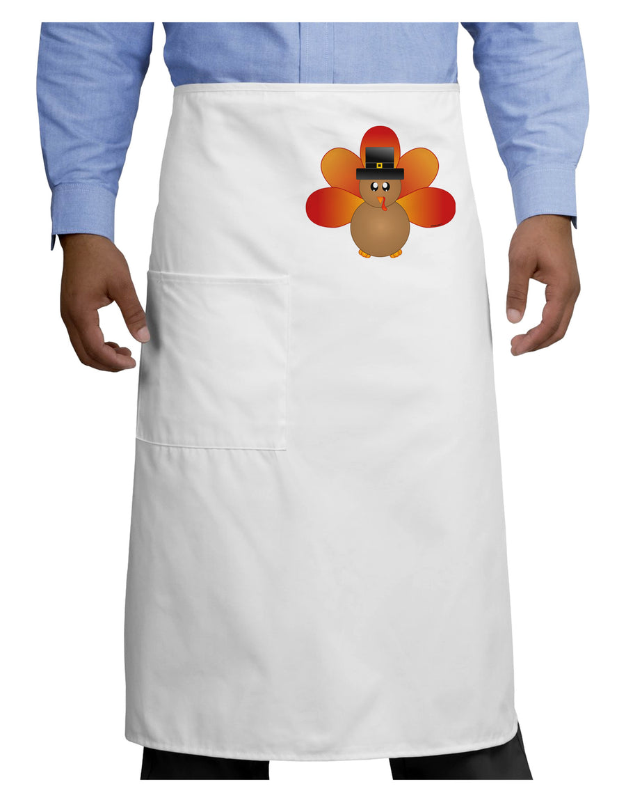 Cute Pilgrim Turkey Thanksgiving Adult Bistro Apron-Bistro Apron-TooLoud-White-One-Size-Adult-Davson Sales