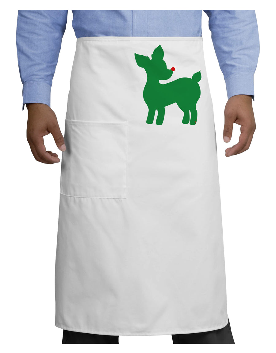 Cute Red and Green Rudolph - Christmas Adult Bistro Apron by TooLoud-Bistro Apron-TooLoud-White-One-Size-Adult-Davson Sales