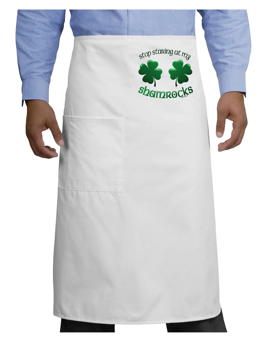 Stop Staring At My Shamrocks Adult Bistro Apron-Bistro Apron-TooLoud-White-One-Size-Adult-Davson Sales