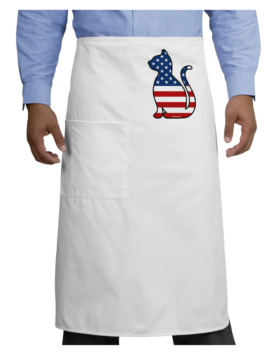 Patriotic Cat Design Adult Bistro Apron by TooLoud-Bistro Apron-TooLoud-White-One-Size-Adult-Davson Sales