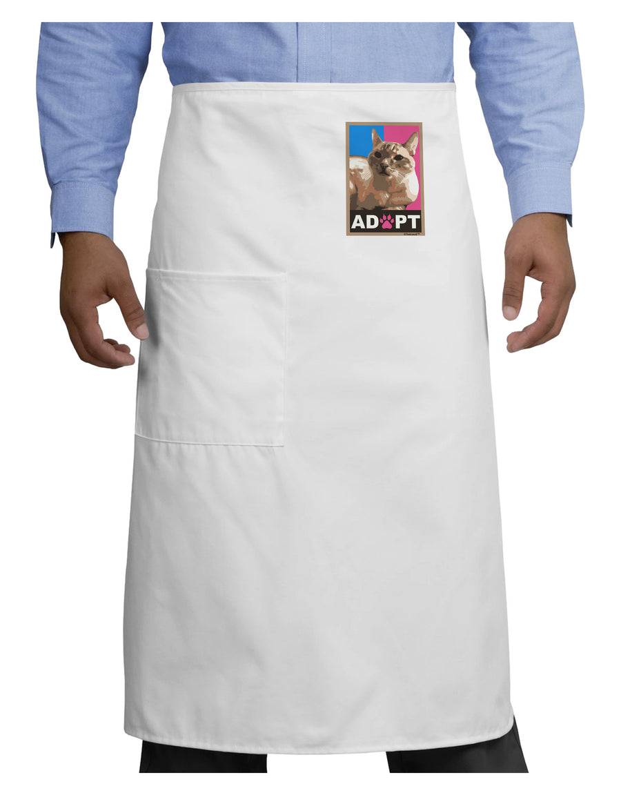 Adopt Cute Kitty Cat Adoption Adult Bistro Apron-Bistro Apron-TooLoud-White-One-Size-Adult-Davson Sales