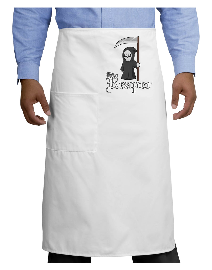 Cute Grim Reaper - Name Text Adult Bistro Apron-Bistro Apron-TooLoud-White-One-Size-Adult-Davson Sales