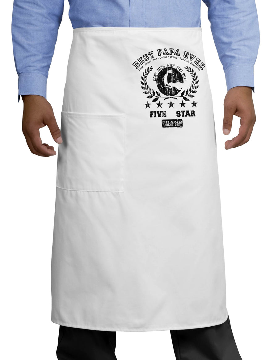 Best Papa Ever Distressed Collegiate Adult Bistro Apron-Bistro Apron-TooLoud-White-One-Size-Adult-Davson Sales