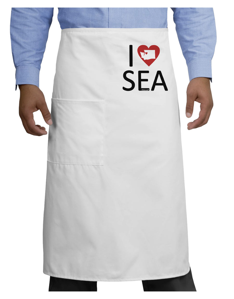 I Heart Seattle Adult Bistro Apron-Bistro Apron-TooLoud-White-One-Size-Adult-Davson Sales