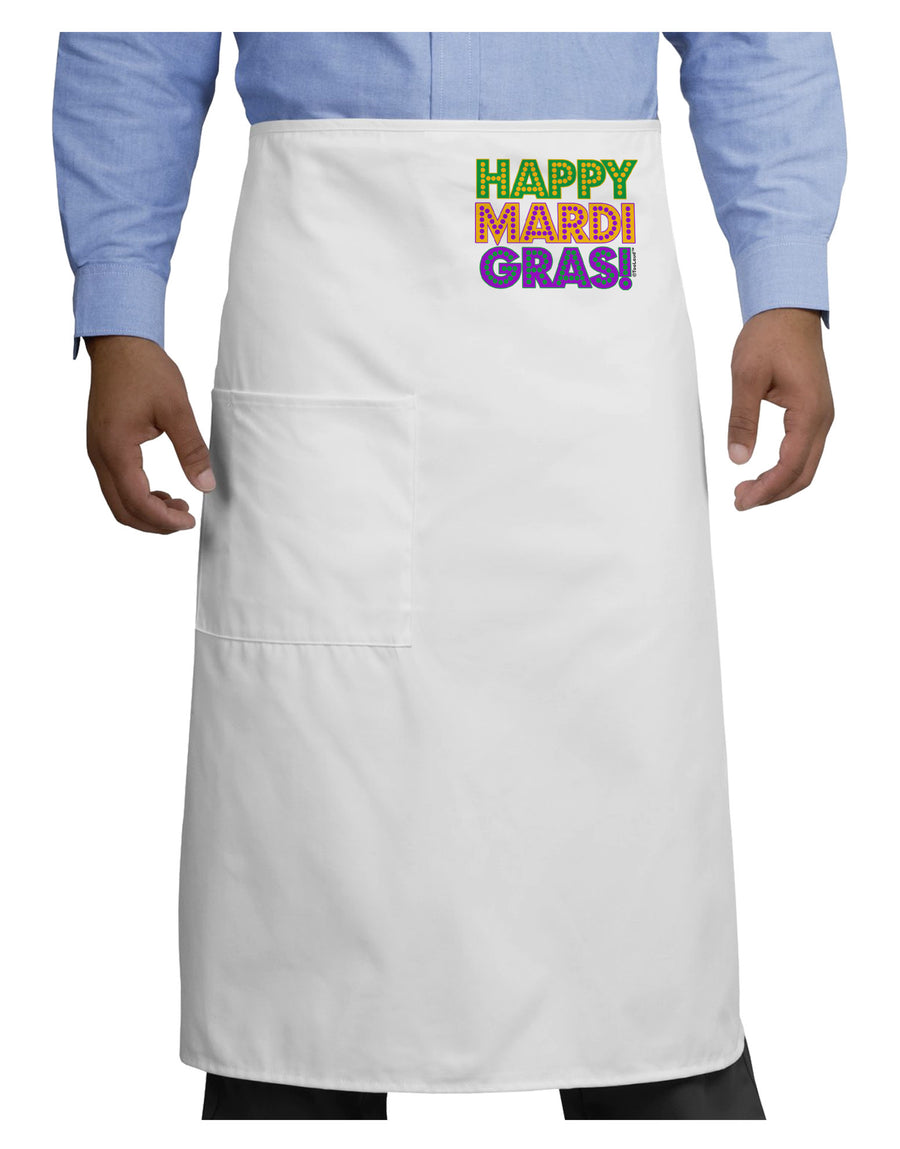 Happy Mardi Gras Text Adult Bistro Apron by TooLoud-Bistro Apron-TooLoud-White-One-Size-Adult-Davson Sales