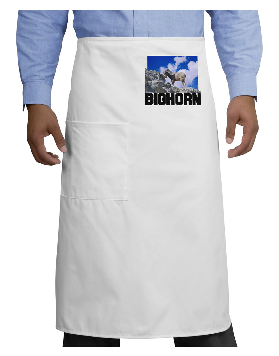 Bighorn Ram Text Adult Bistro Apron-Bistro Apron-TooLoud-White-One-Size-Adult-Davson Sales