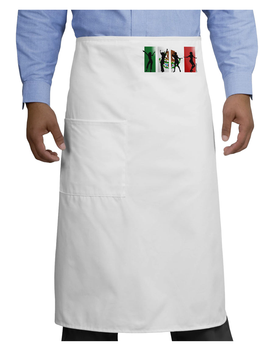 Mexican Flag - Dancing Silhouettes Adult Bistro Apron by TooLoud-Bistro Apron-TooLoud-White-One-Size-Adult-Davson Sales