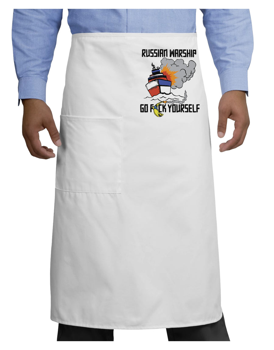 Russian Warship go F Yourself Adult Bistro Apron-Bistro Apron-TooLoud-White-One-Size-Adult-Davson Sales