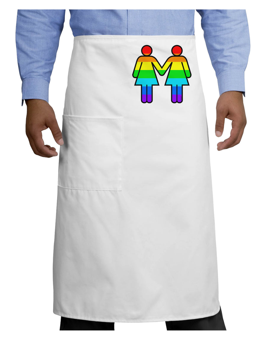 Rainbow Lesbian Women Holding Hands Adult Bistro Apron-Bistro Apron-TooLoud-White-One-Size-Adult-Davson Sales