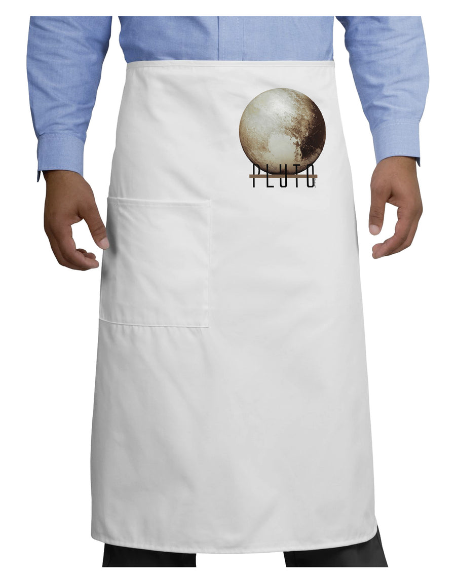 Planet Pluto Text Adult Bistro Apron-Bistro Apron-TooLoud-White-One-Size-Adult-Davson Sales