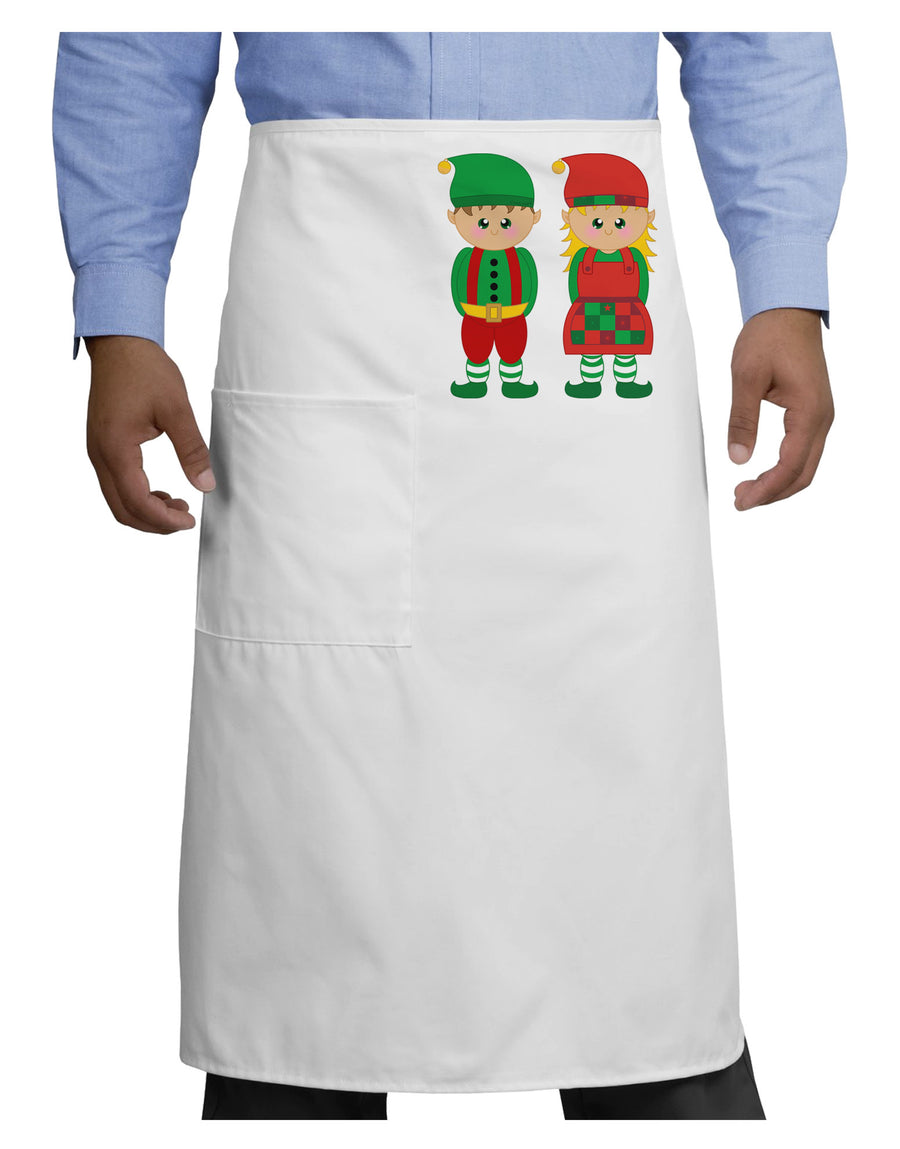 Cute Elf Couple Christmas Adult Bistro Apron-Bistro Apron-TooLoud-White-One-Size-Adult-Davson Sales