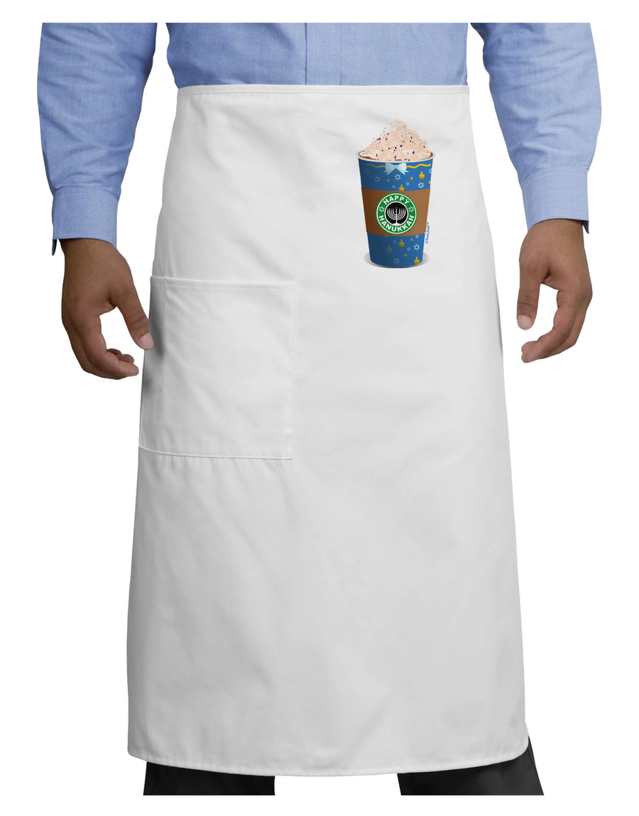 Happy Hanukkah Latte Cup Adult Bistro Apron-Bistro Apron-TooLoud-White-One-Size-Adult-Davson Sales