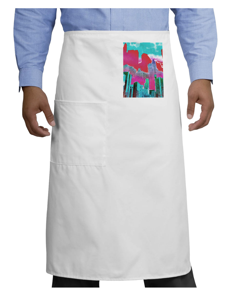 Chicago Abstract 2 Watercolor Adult Bistro Apron-Bistro Apron-TooLoud-White-One-Size-Adult-Davson Sales