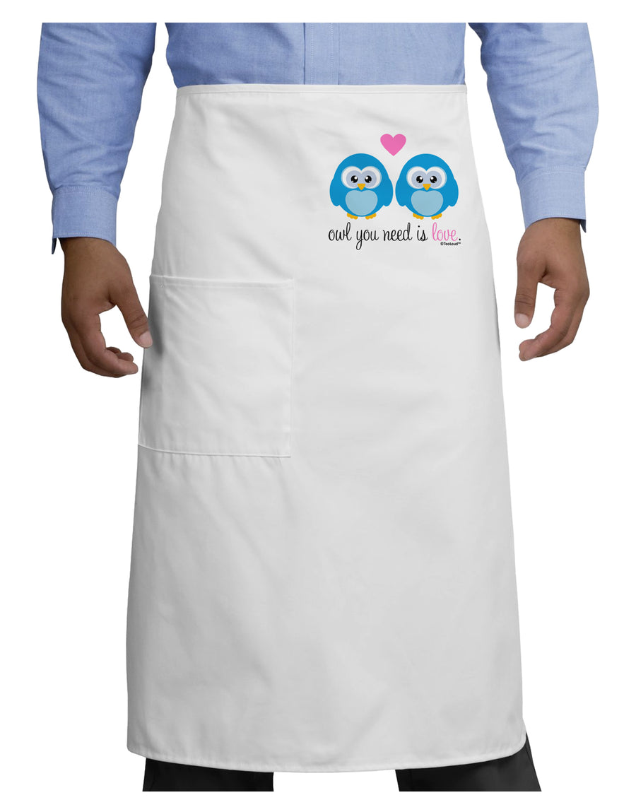 Owl You Need Is Love - Blue Owls Adult Bistro Apron by TooLoud-Bistro Apron-TooLoud-White-One-Size-Adult-Davson Sales