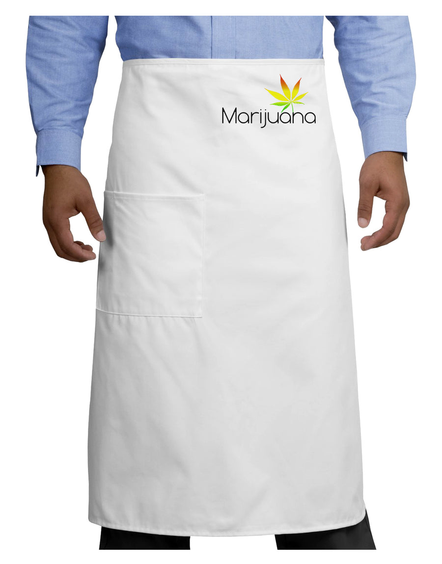 Marijuana Text and Leaf - Rastafarian Adult Bistro Apron-Bistro Apron-TooLoud-White-One-Size-Adult-Davson Sales