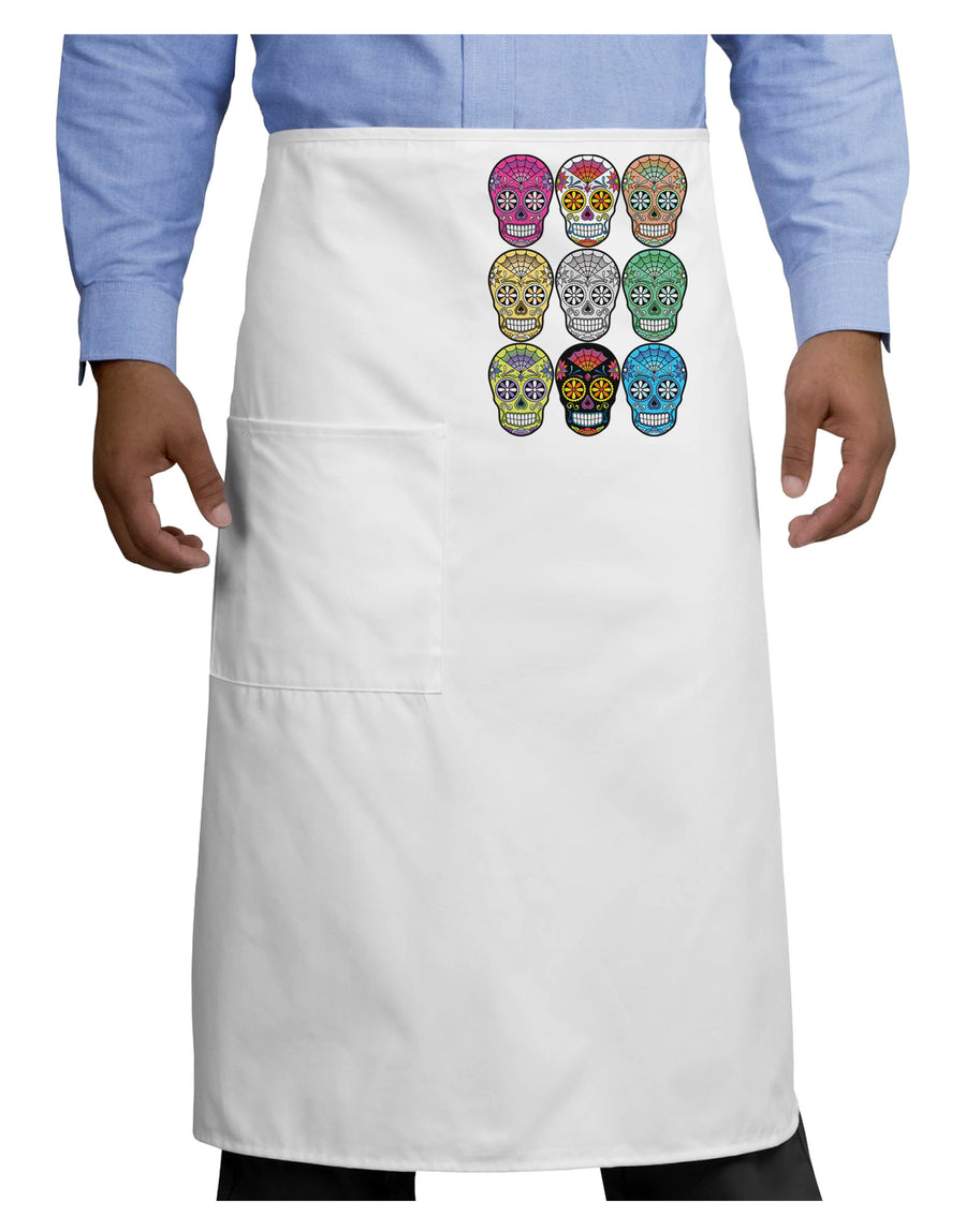 Dia de los Muertos Calaveras Sugar Skulls Adult Bistro Apron-Bistro Apron-TooLoud-White-One-Size-Adult-Davson Sales