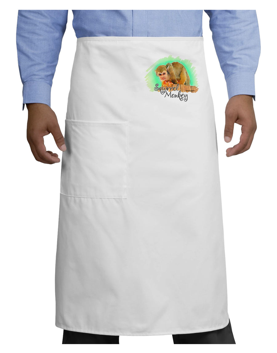 Squirrel Monkey Watercolor Text Adult Bistro Apron-Bistro Apron-TooLoud-White-One-Size-Adult-Davson Sales