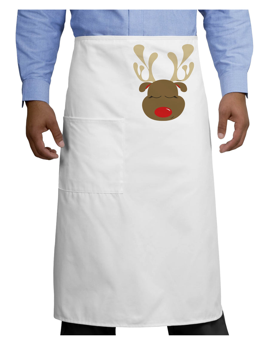 Cute Rudolph Reindeer Face Christmas Adult Bistro Apron-Bistro Apron-TooLoud-White-One-Size-Adult-Davson Sales