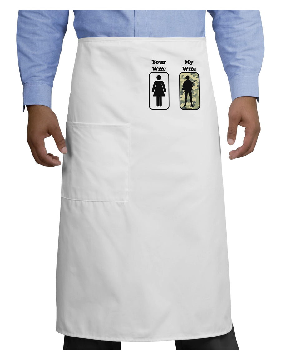 TooLoud Your Wife My Wife Military Adult Bistro Apron-Bistro Apron-TooLoud-White-One-Size-Adult-Davson Sales