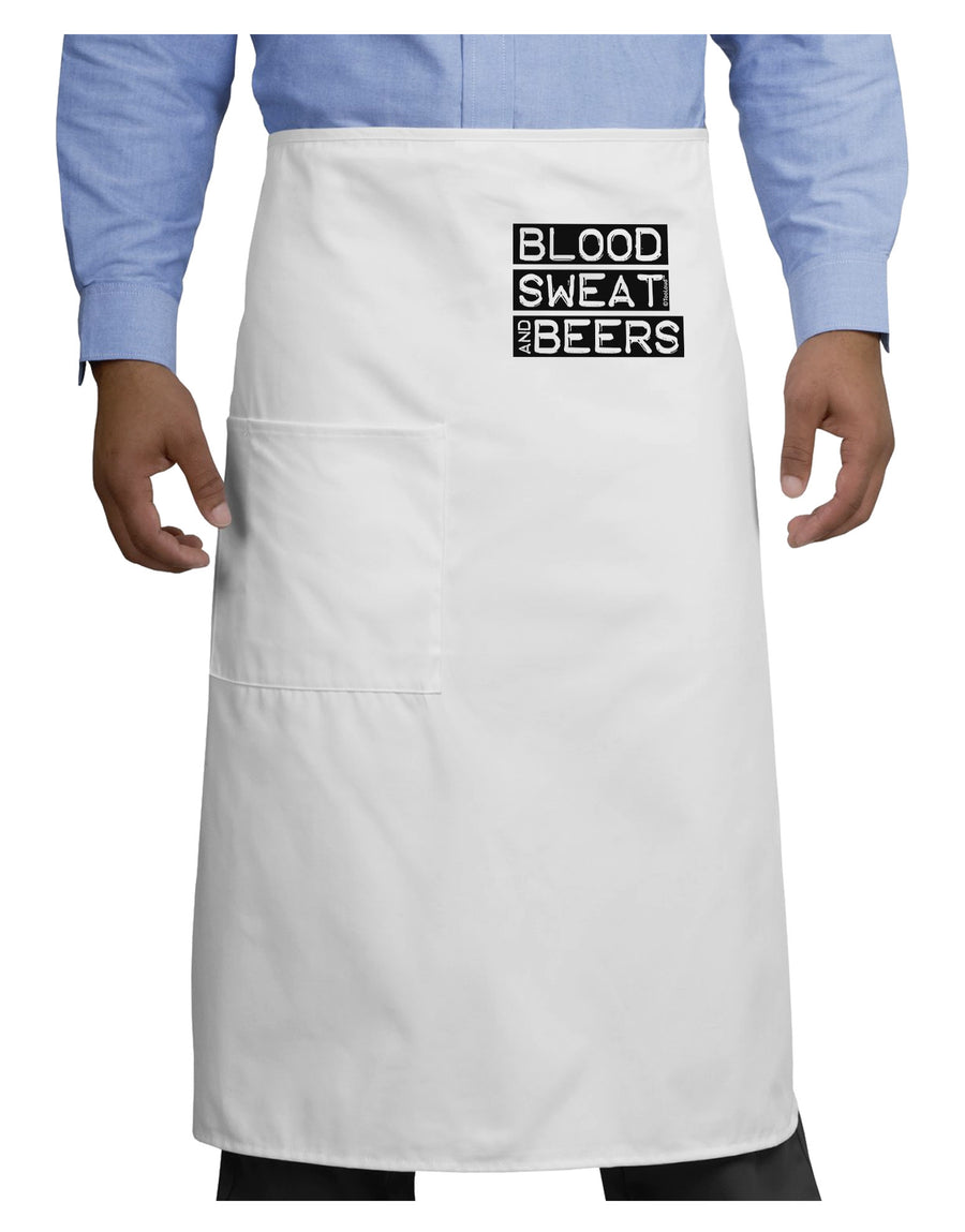 Blood Sweat and Beers Design Adult Bistro Apron by TooLoud-Bistro Apron-TooLoud-White-One-Size-Adult-Davson Sales