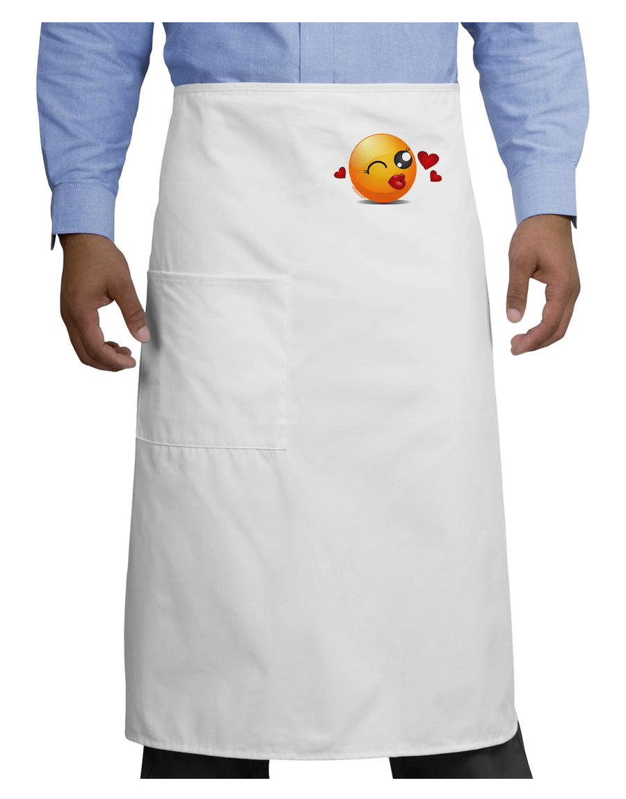 Kissy Face Emoji Girl Adult Bistro Apron-Bistro Apron-TooLoud-White-One-Size-Adult-Davson Sales