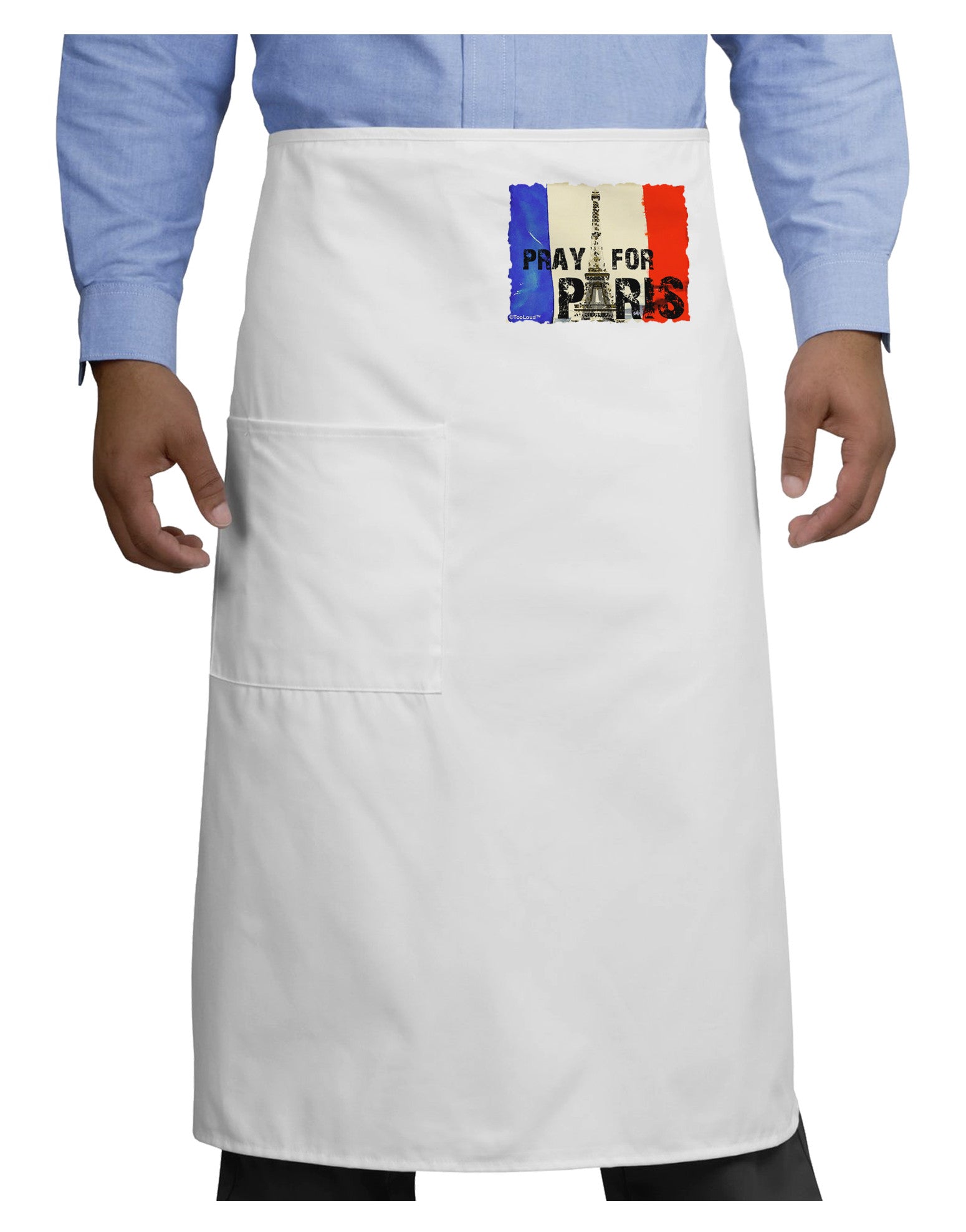 Pray For Paris Watercolor Adult Bistro Apron-Bistro Apron-TooLoud-White-One-Size-Adult-Davson Sales