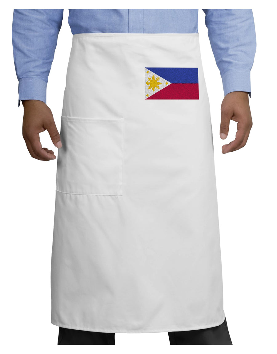 TooLoud Distressed Philippines Flag Adult Bistro Apron-Bistro Apron-TooLoud-White-One-Size-Adult-Davson Sales