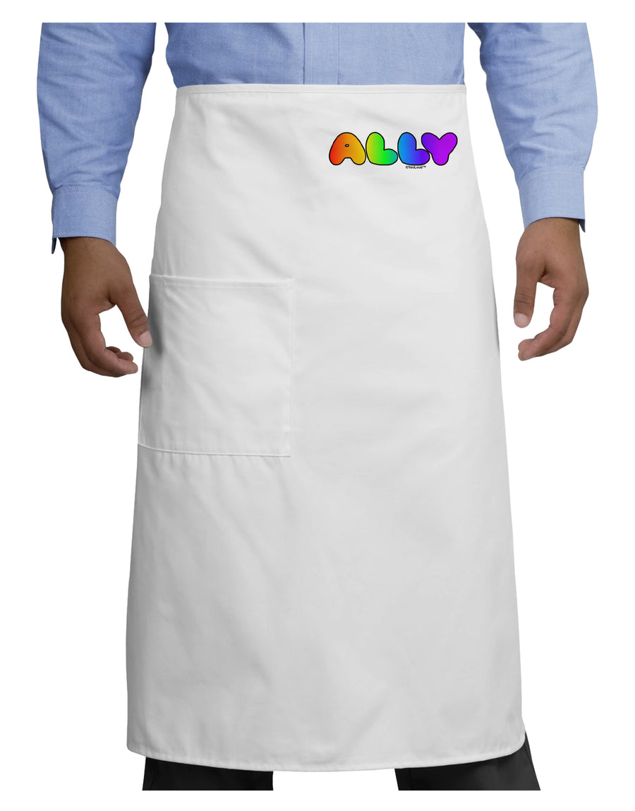 LGBT Ally Rainbow Text Adult Bistro Apron by TooLoud-Bistro Apron-TooLoud-White-One-Size-Adult-Davson Sales