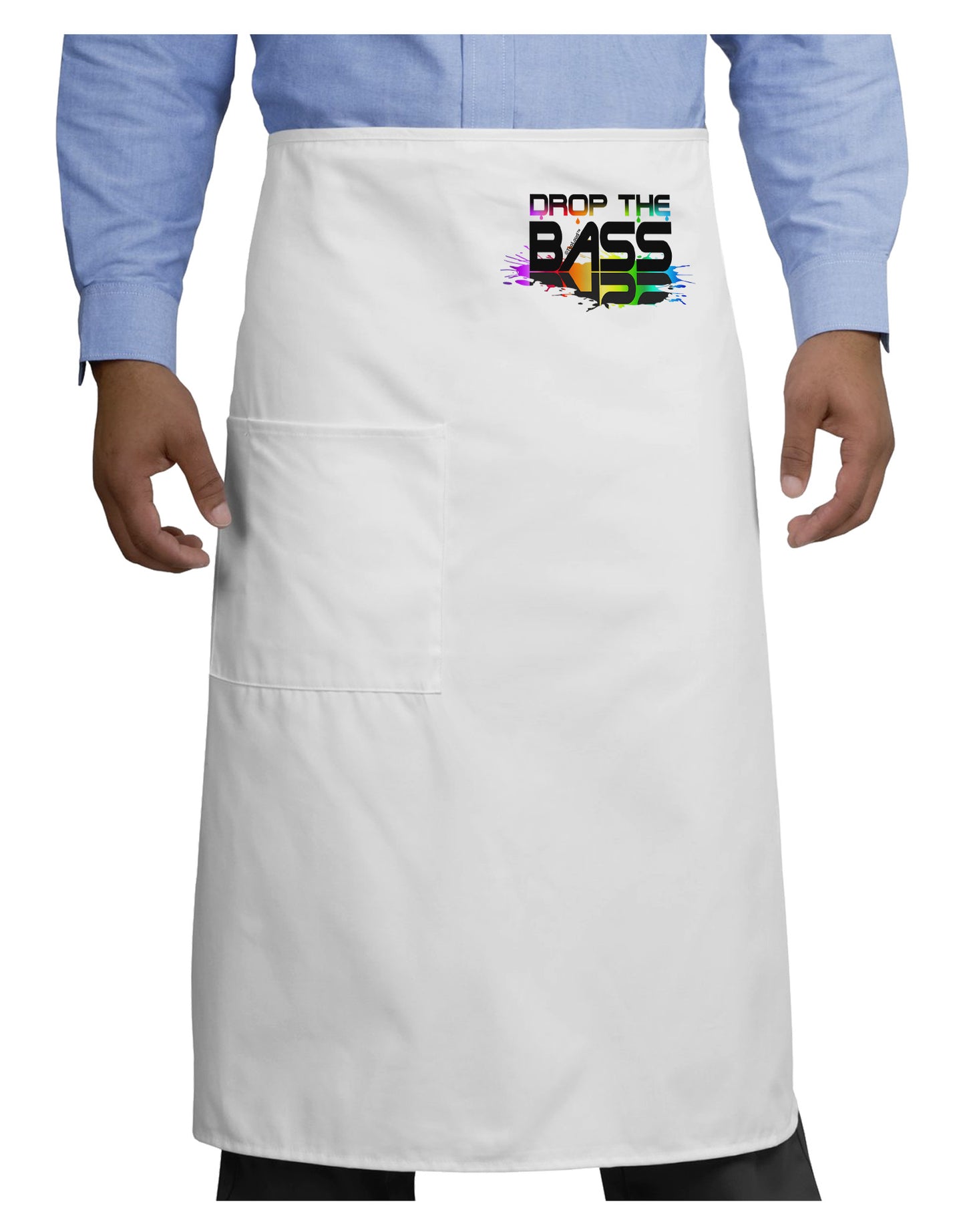Paint Drop The Bass Adult Bistro Apron-Bistro Apron-TooLoud-White-One-Size-Adult-Davson Sales
