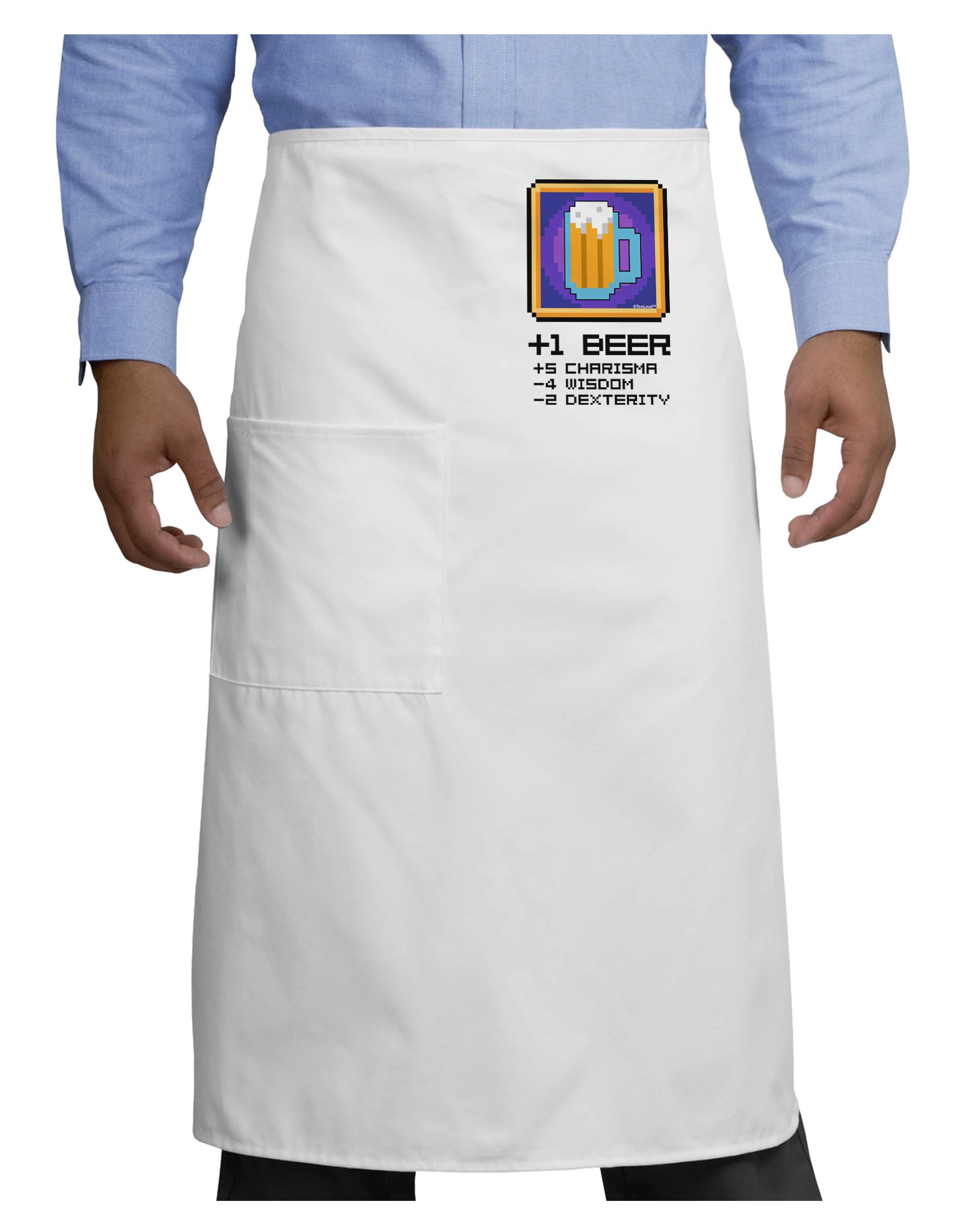 Pixel Beer Item Adult Bistro Apron-Bistro Apron-TooLoud-White-One-Size-Adult-Davson Sales