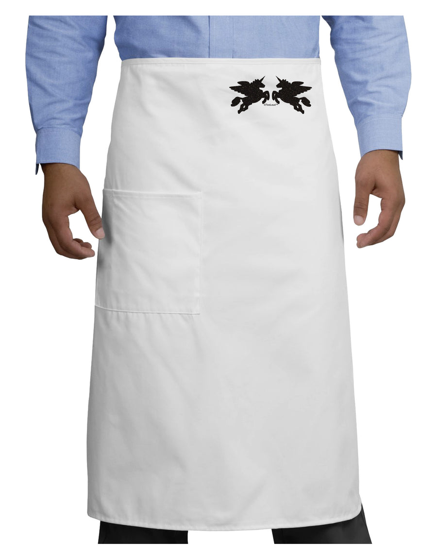 Unicorn Pegasus Black Glitter Adult Bistro Apron by TooLoud-Bistro Apron-TooLoud-White-One-Size-Adult-Davson Sales