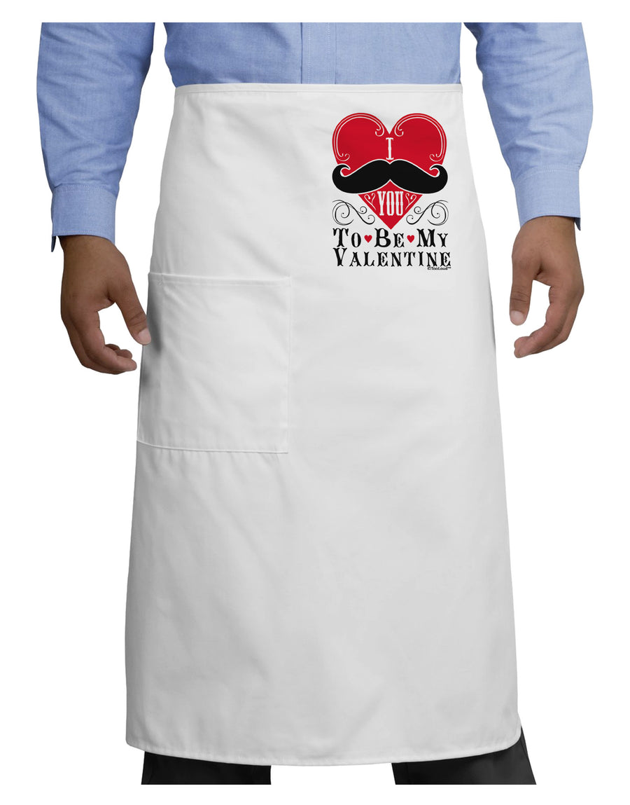 I Mustache You To Be My Valentine Adult Bistro Apron-Bistro Apron-TooLoud-White-One-Size-Adult-Davson Sales