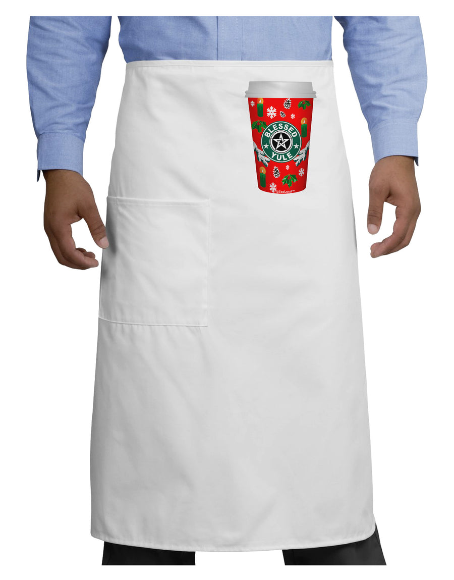 Blessed Yule Red Coffee Cup Adult Bistro Apron by-Bistro Apron-TooLoud-White-One-Size-Adult-Davson Sales