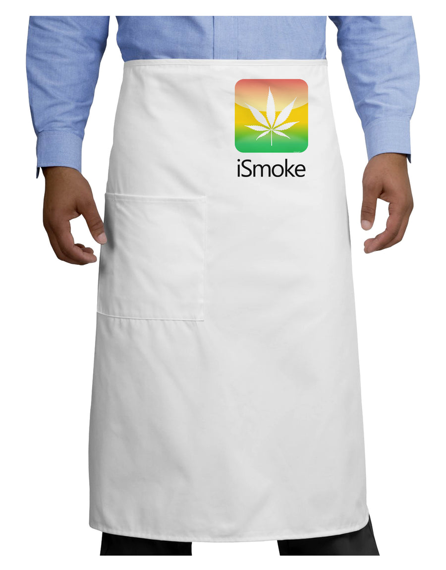 iSmoke Logo - Marijuana Leaf Adult Bistro Apron-Bistro Apron-TooLoud-White-One-Size-Adult-Davson Sales