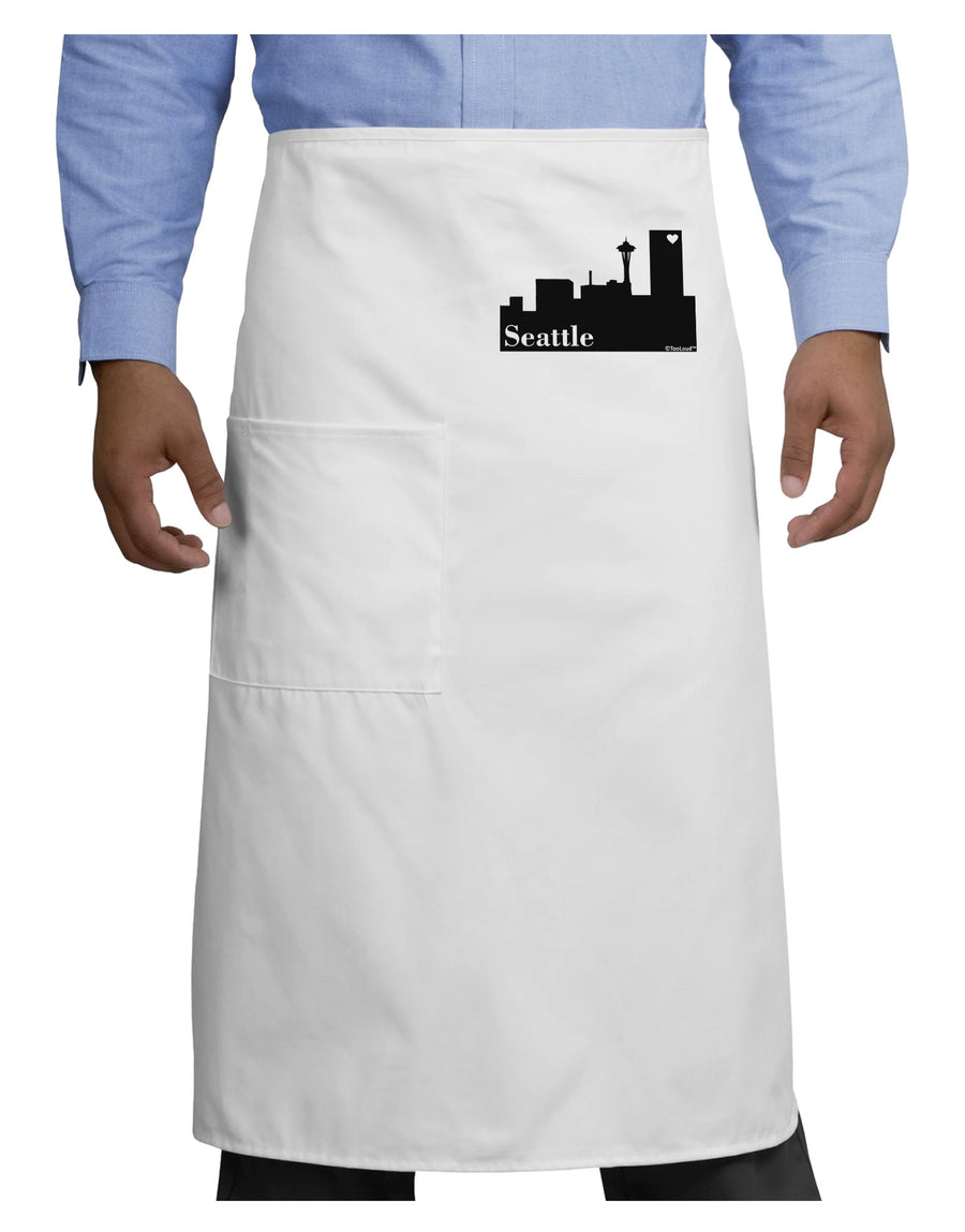 Seattle Skyline with Space Needle Adult Bistro Apron by TooLoud-Bistro Apron-TooLoud-White-One-Size-Adult-Davson Sales