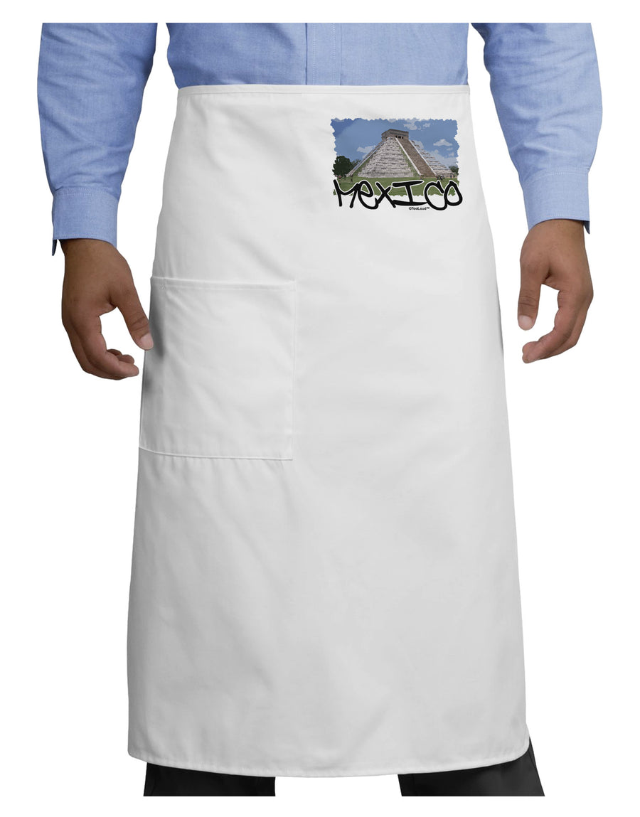 Mexico - Mayan Temple Cut-out Adult Bistro Apron-Bistro Apron-TooLoud-White-One-Size-Adult-Davson Sales